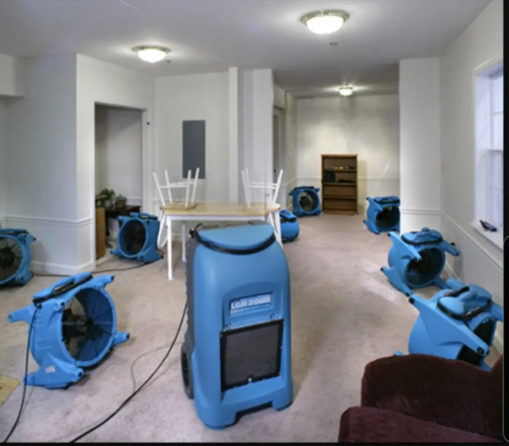 Air movers and dehumidifier setup for Water Extraction & Removal in Encinitas