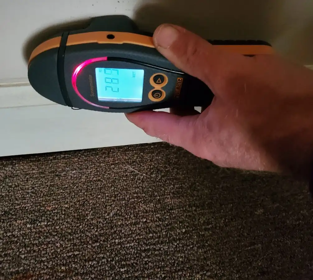 Moisture detection at baseboard during Sewage Cleanup & Sanitation in Encinitas
